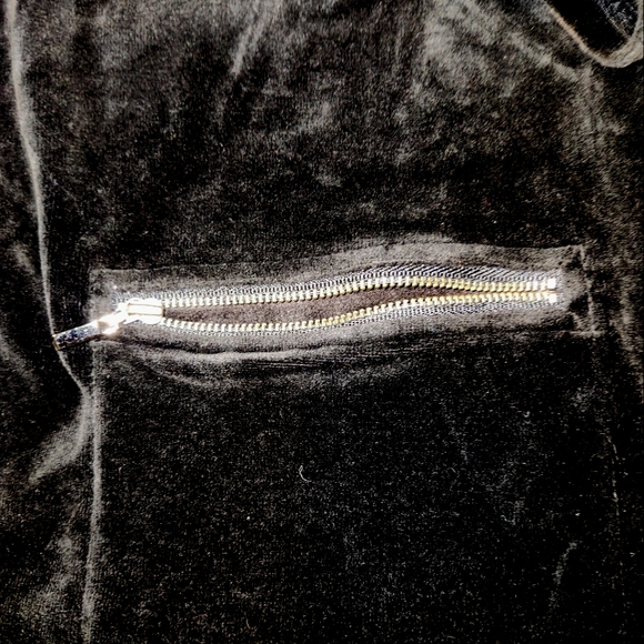 Talbots Women's Petite Black Velour Full Zip Jacket with Pockets - Picture 3 of 5